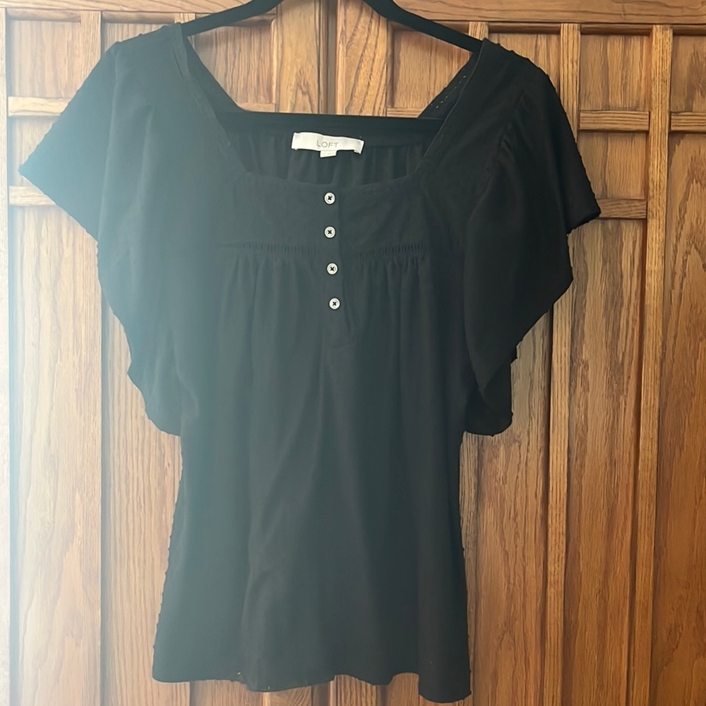 Loft Eyelet Flutter Sleeve Top (Small)